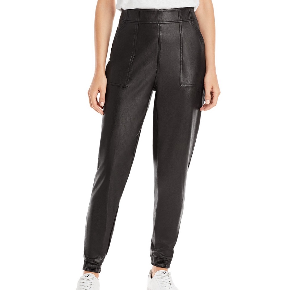 Spanx Faux Leather Jogger Pants Size Medium Black 20283R Pull On